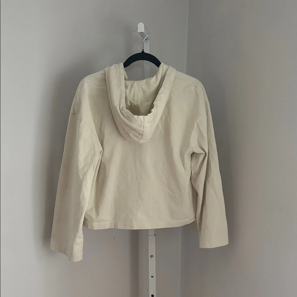 Nike Full Zip Hoodie Cream Loose Fit Waist Length Boxy Full Zip up Jacket Size S